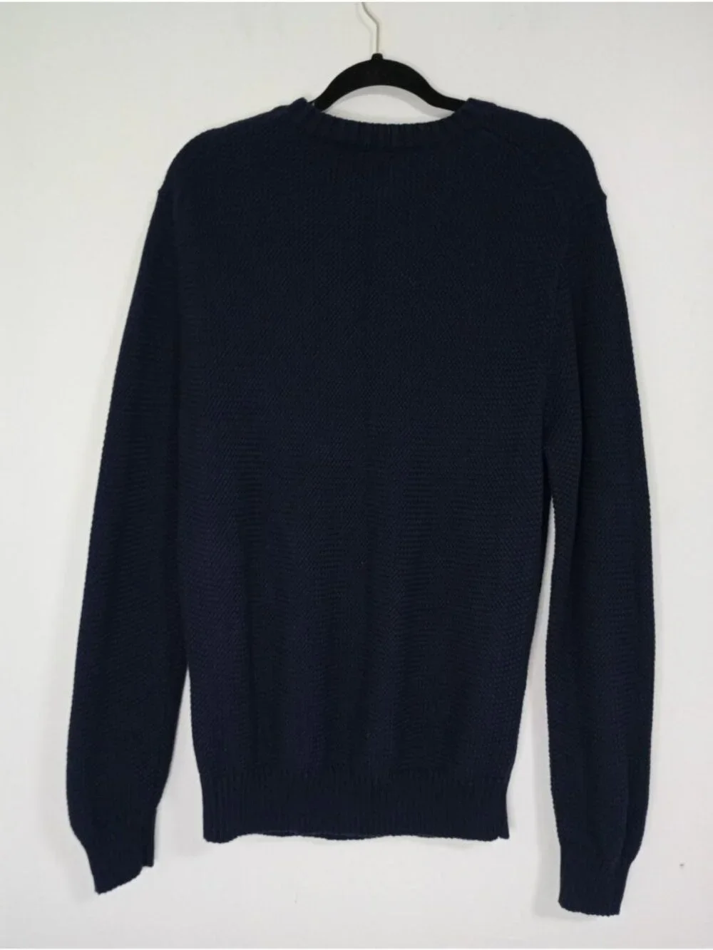 J. Crew Mens Navy Blue Cotton Crewneck Knit Sweater Size Medium Casual Layering